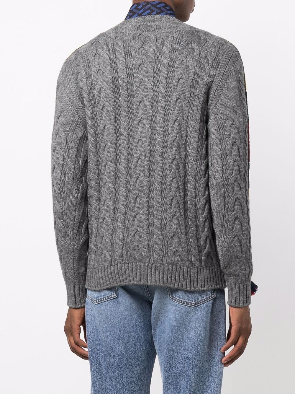 geometric-tape cable-knit jumper - 4