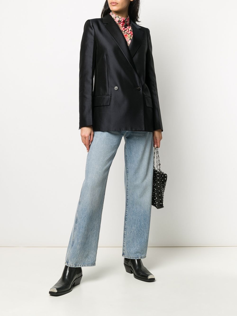 plain double-breasted blazer - 2
