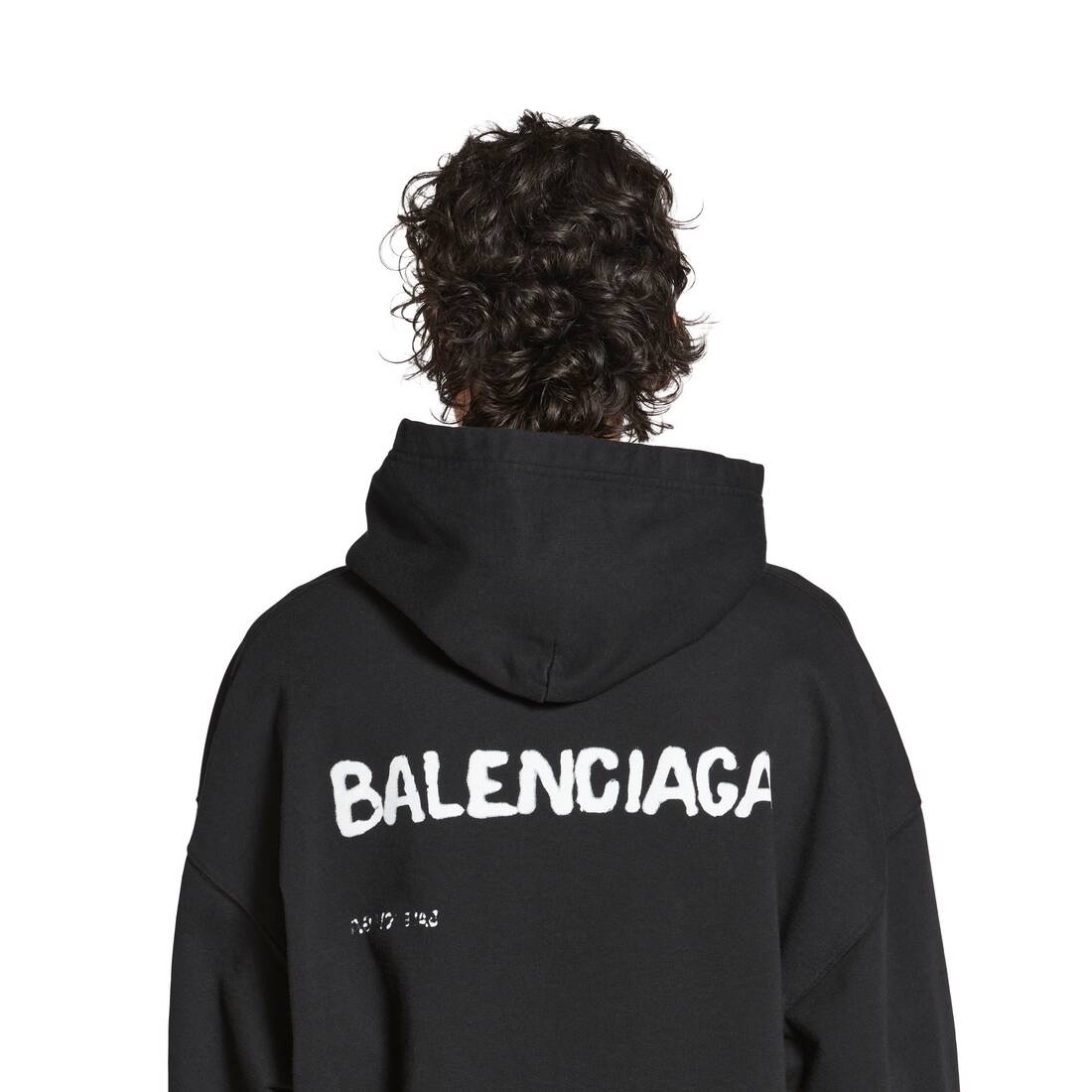 Women's Hand Drawn Balenciaga Hoodie Medium Fit in Black - 8