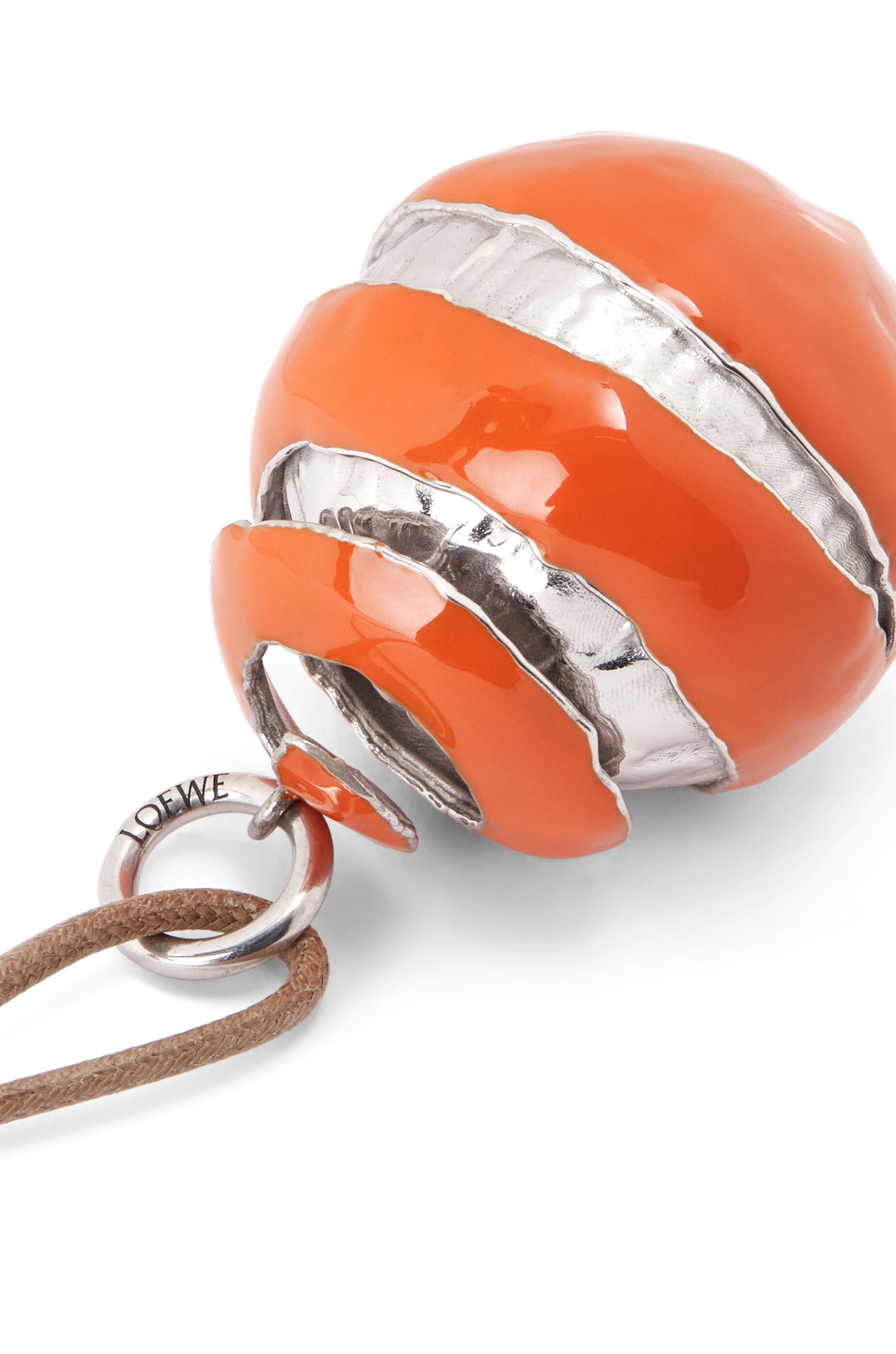 Orange pendant necklace in sterling silver and enamel - 2