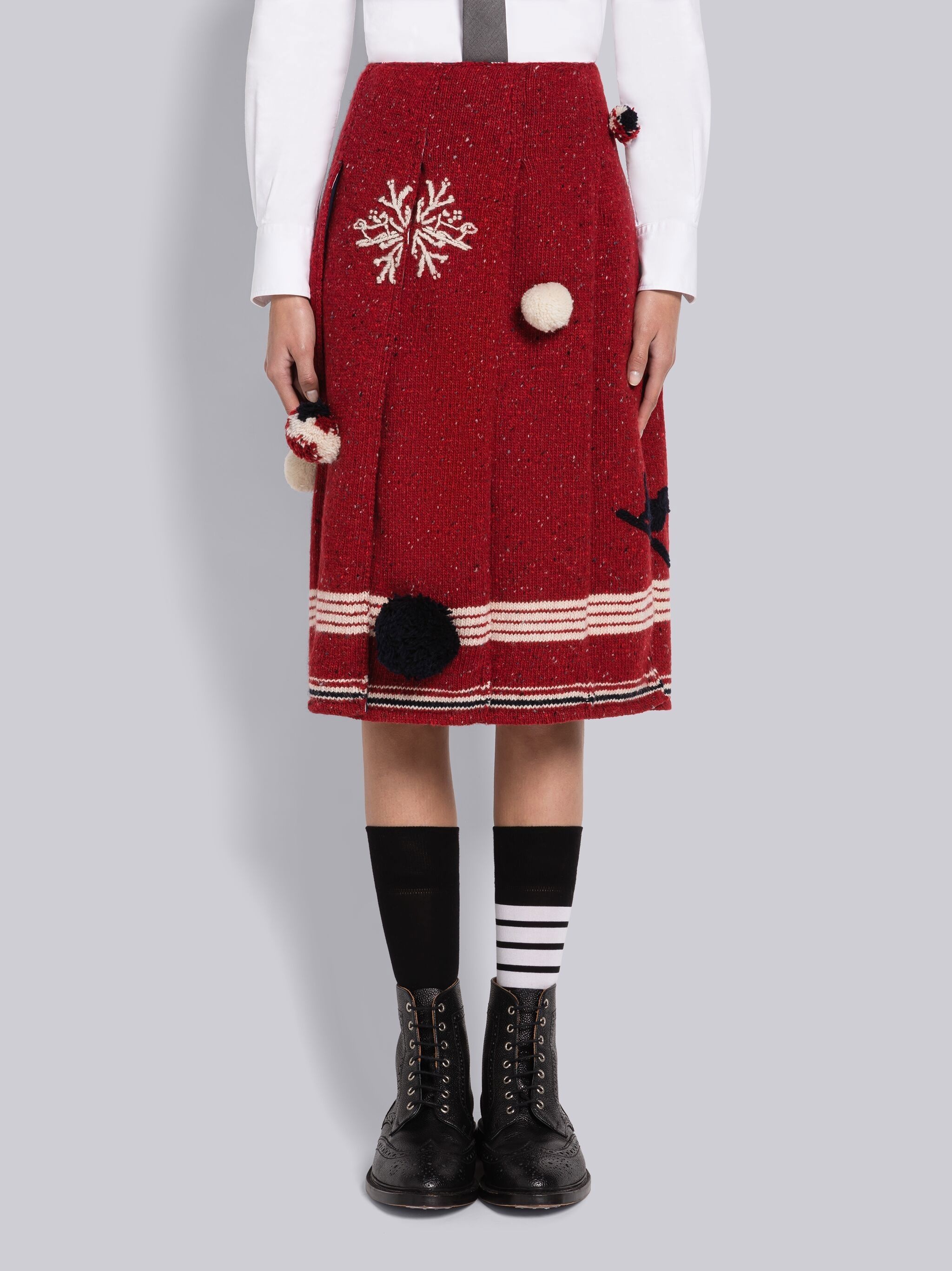 DONEGAL SKI EMBROIDERY PLEATED SKIRT - 3