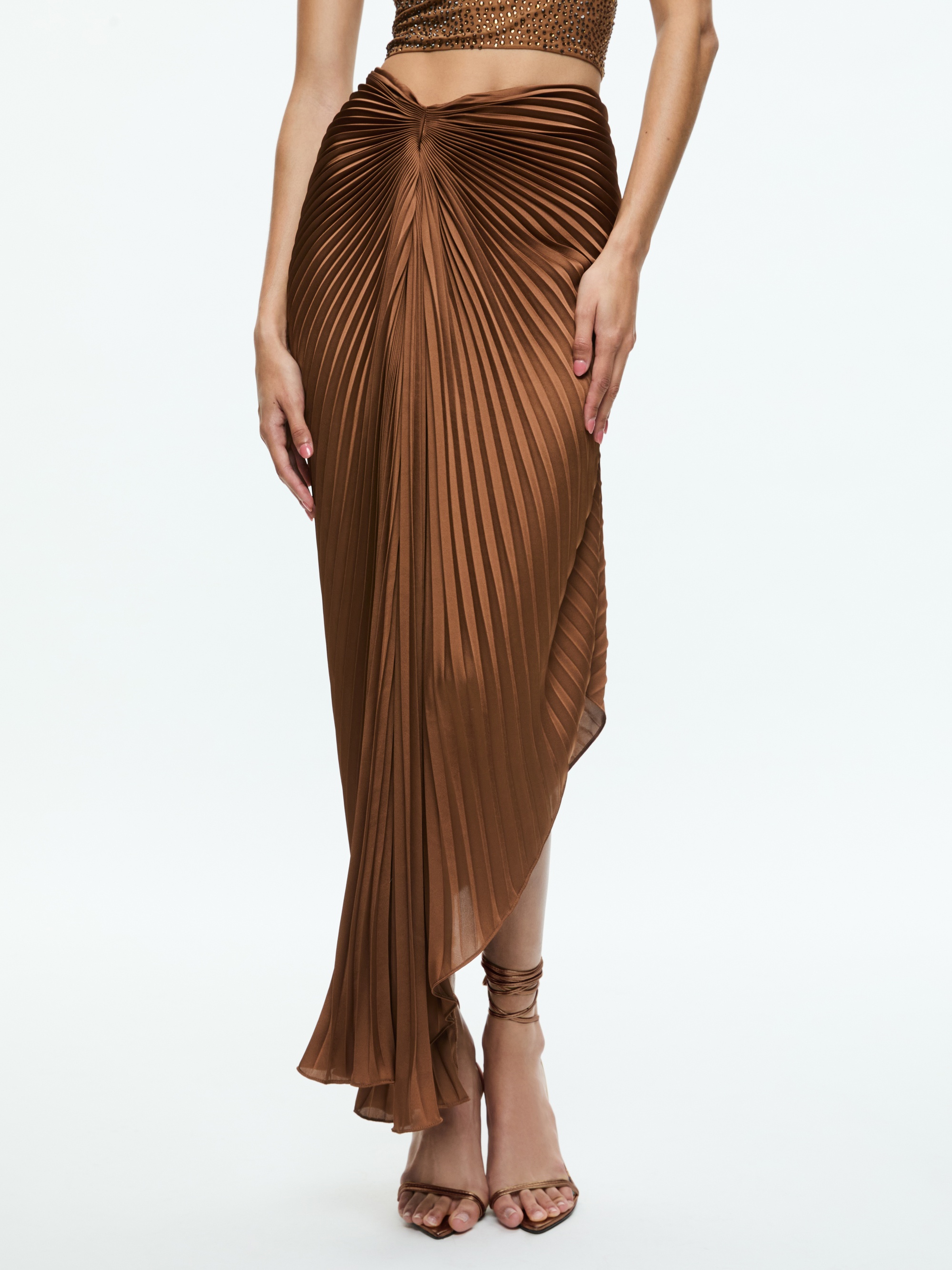 ODELIA ASYMMETRICAL PLEATED MAXI SKIRT - 2