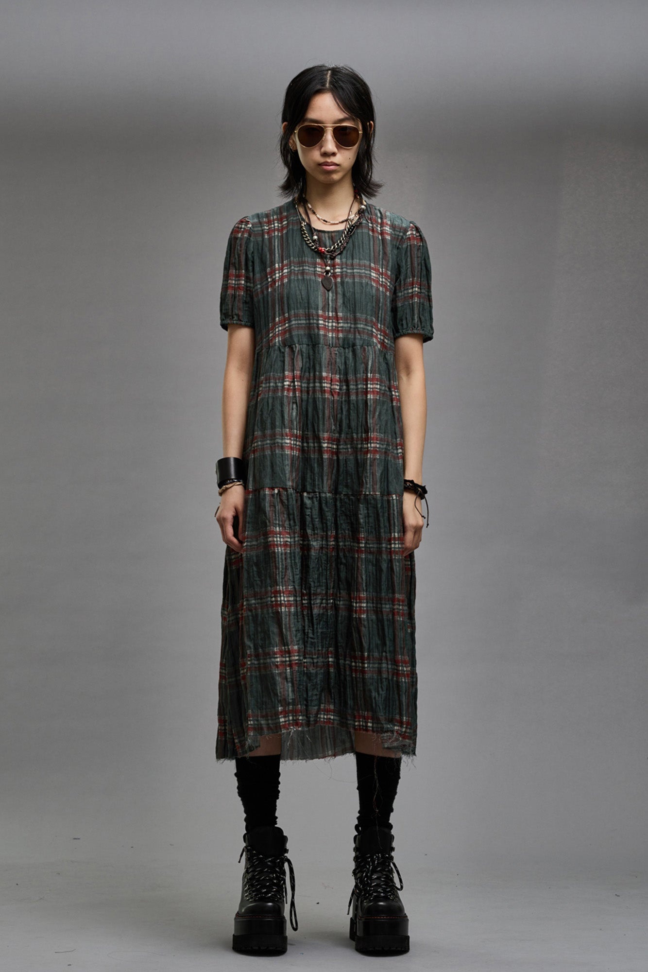 RELAXED MIDI - MARSH GREEN PLAID - 3