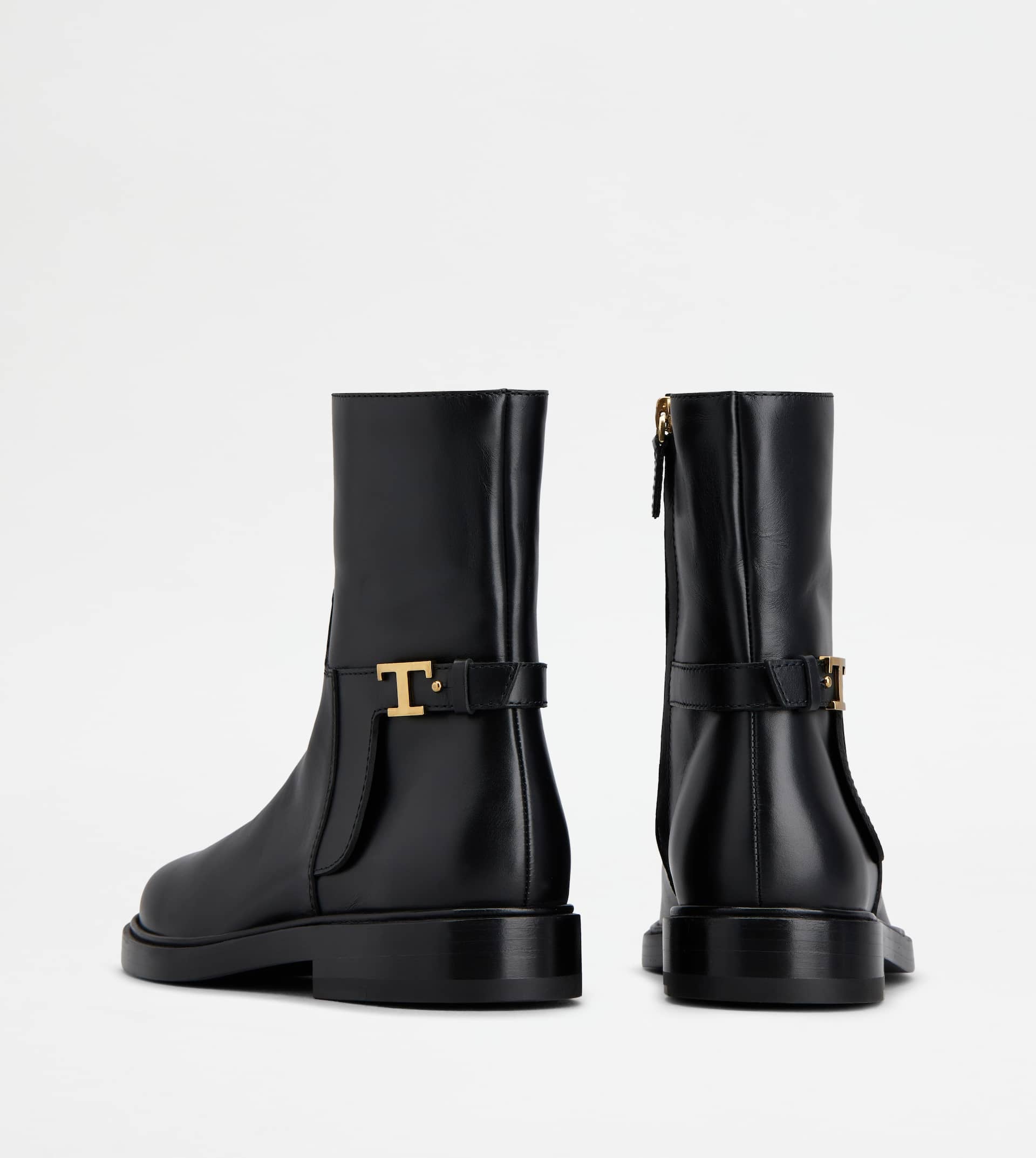 ANKLE BOOTS IN LEATHER - BLACK - 2