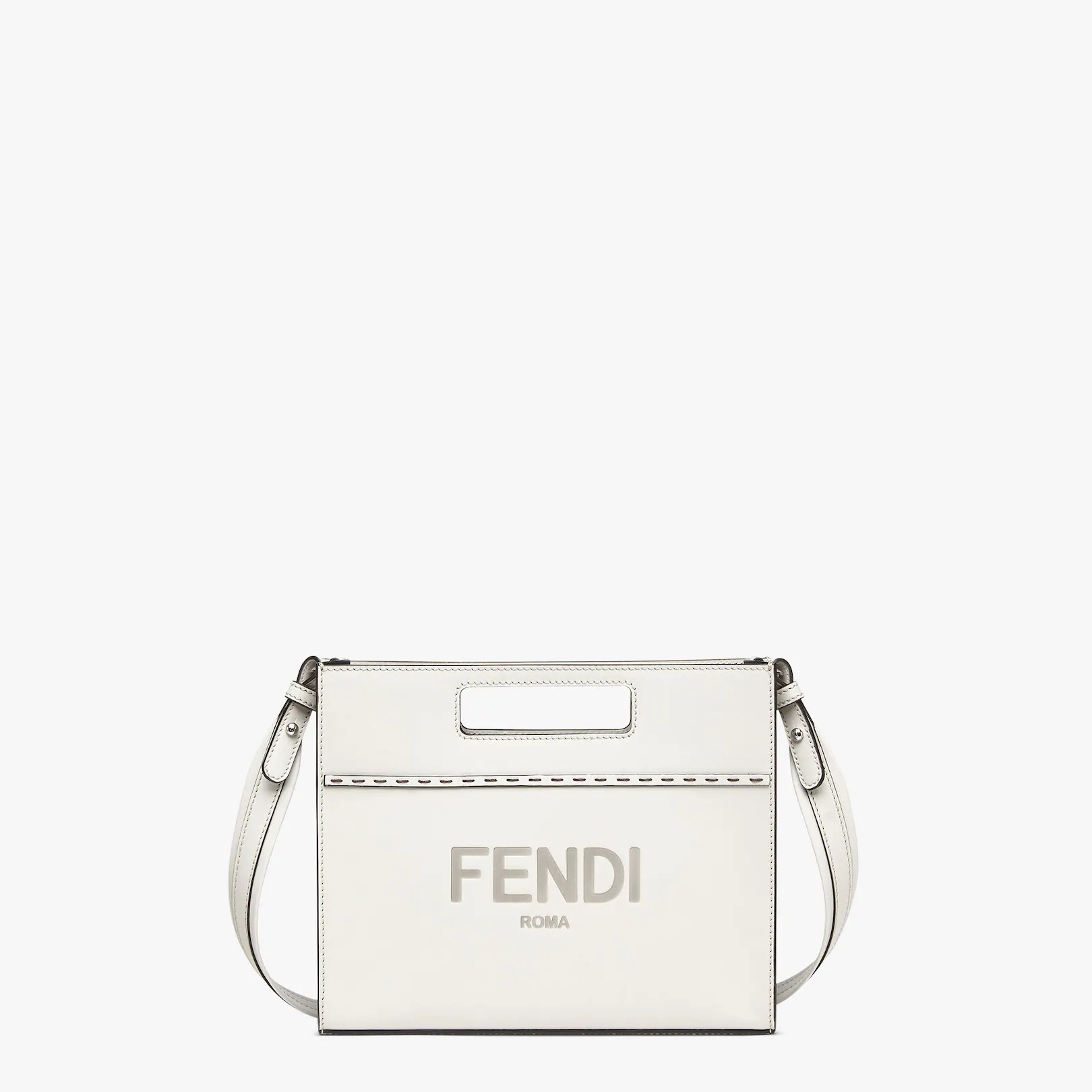 Light gray leather shopper - 1