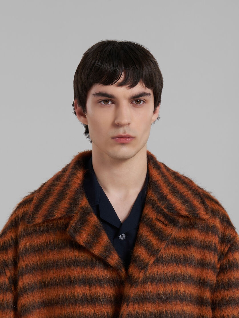 ORANGE STRIPED MOHAIR CABAN COAT - 4