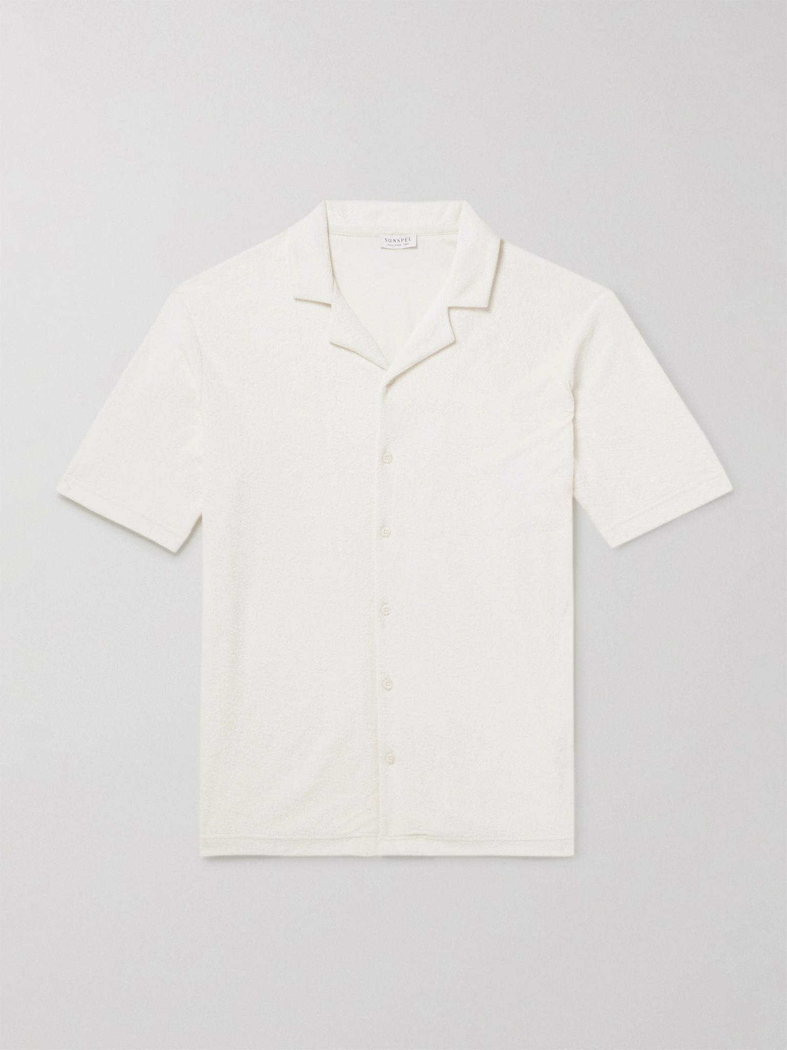 Camp-Collar Cotton-Terry Shirt Ecru - 1