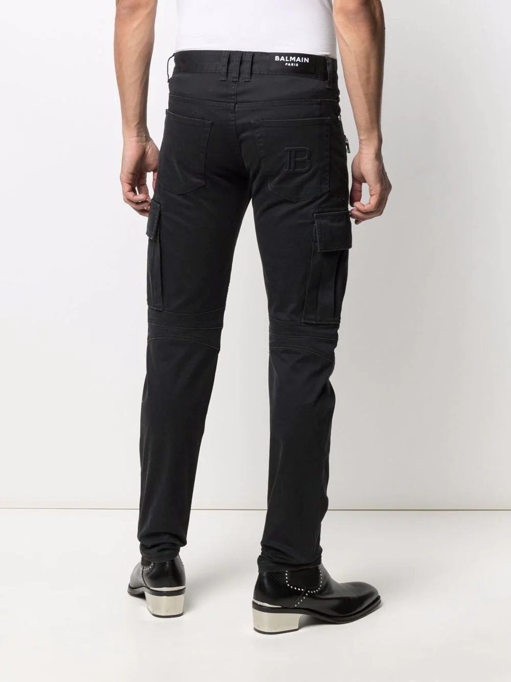 B-embossed cargo jeans - 4