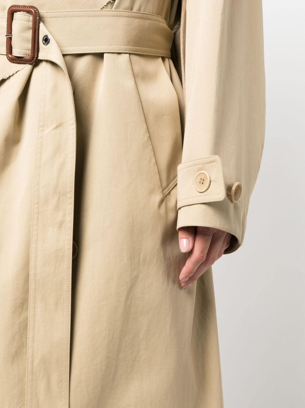 hooded double-breasted trench coat - 5