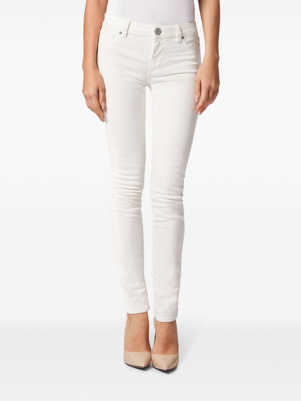 logo-buttoned jeggings - 2