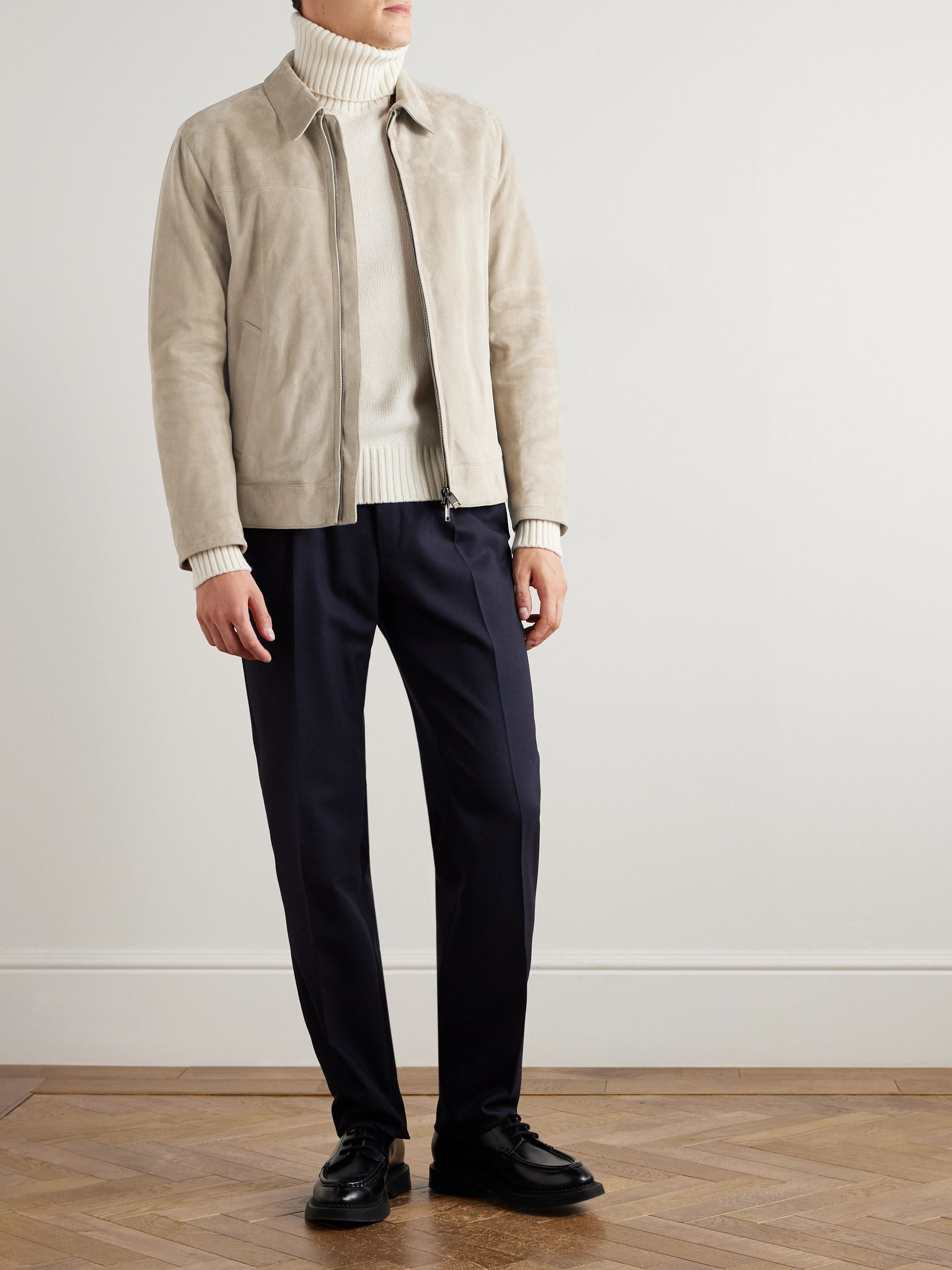 Suede Blouson Jacket Beige - 2