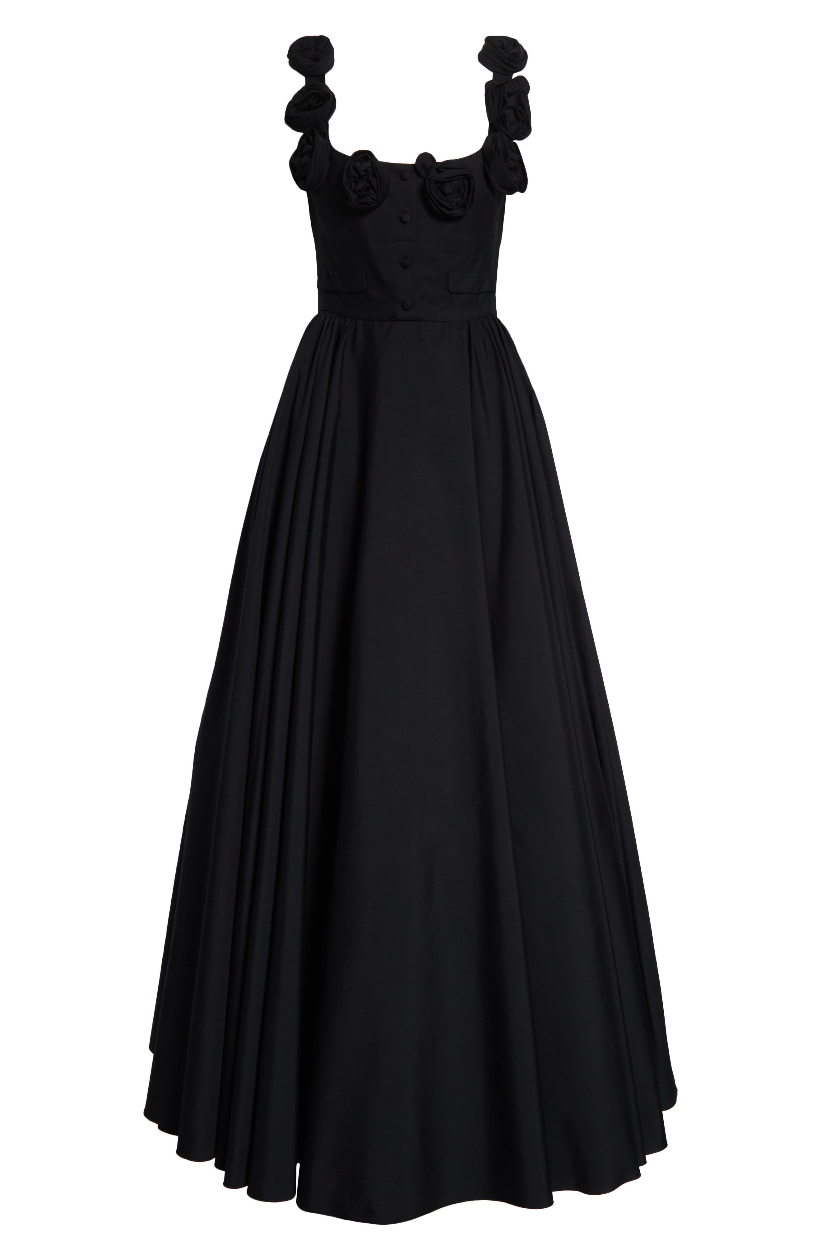 Giambattista Valli Rose Trim Fit & Flare Dress in Black at Nordstrom - 5