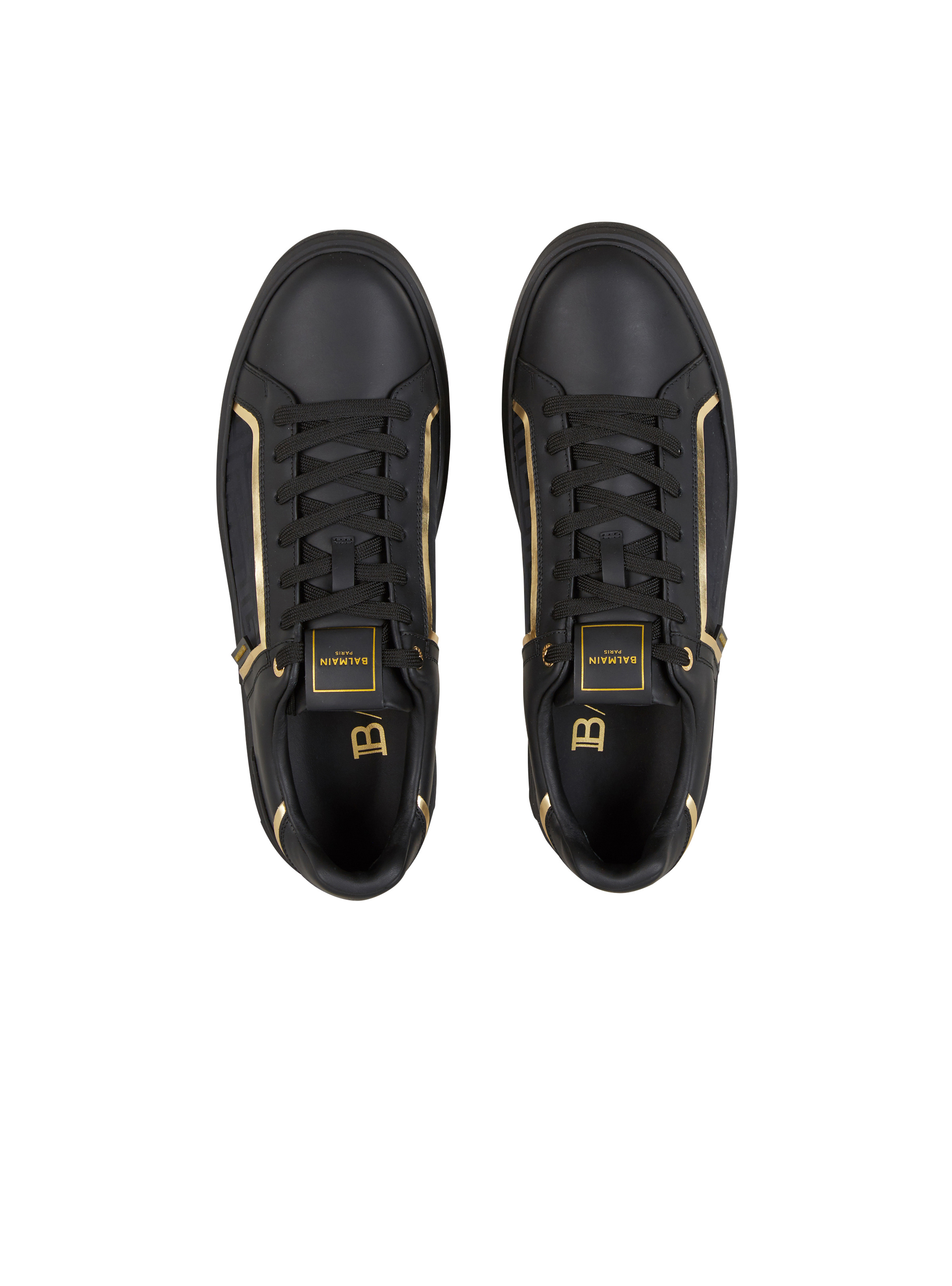 B-Court monogrammed nylon and leather trainers - 3