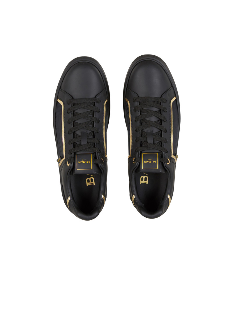 B-Court monogrammed nylon and leather trainers 3