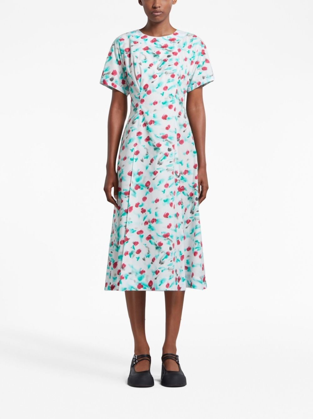painterly-print cotton midi dress - 2
