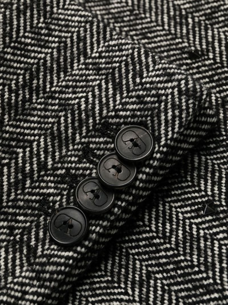 herringbone single-breasted coat 7