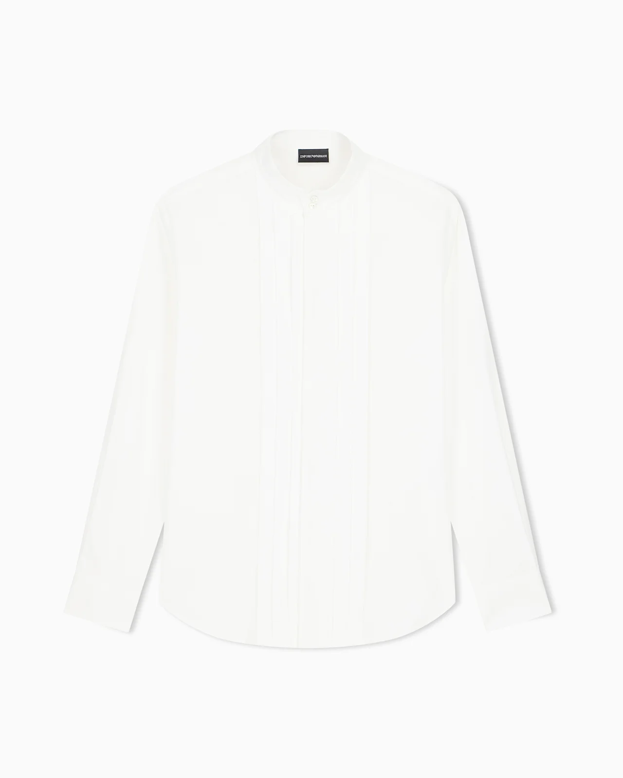 DRESS SHIRT WITH A MANDARIN COLLAR AND VERTICAL PLEATS - 1