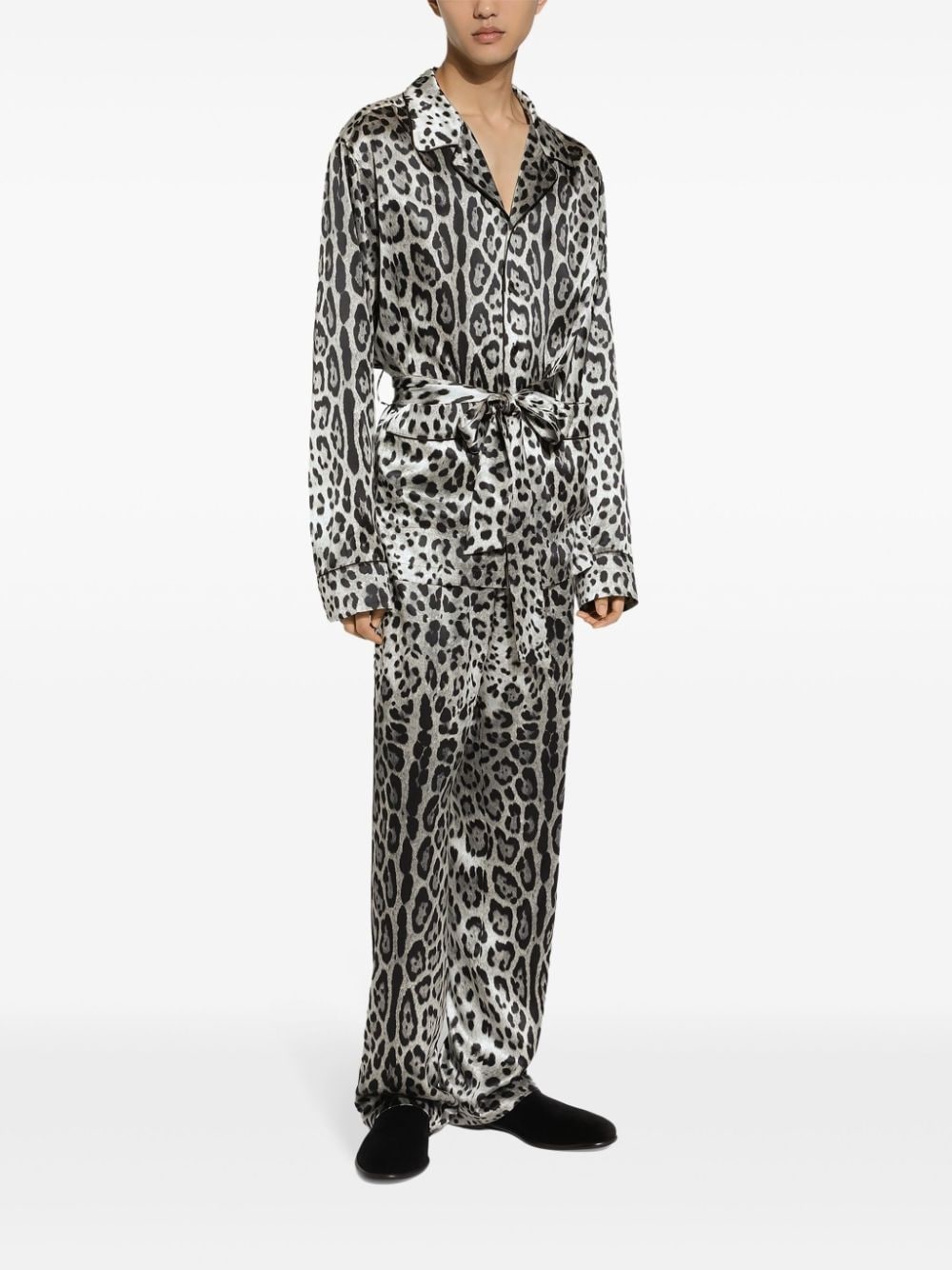 animal-print silk lounge trousers - 2