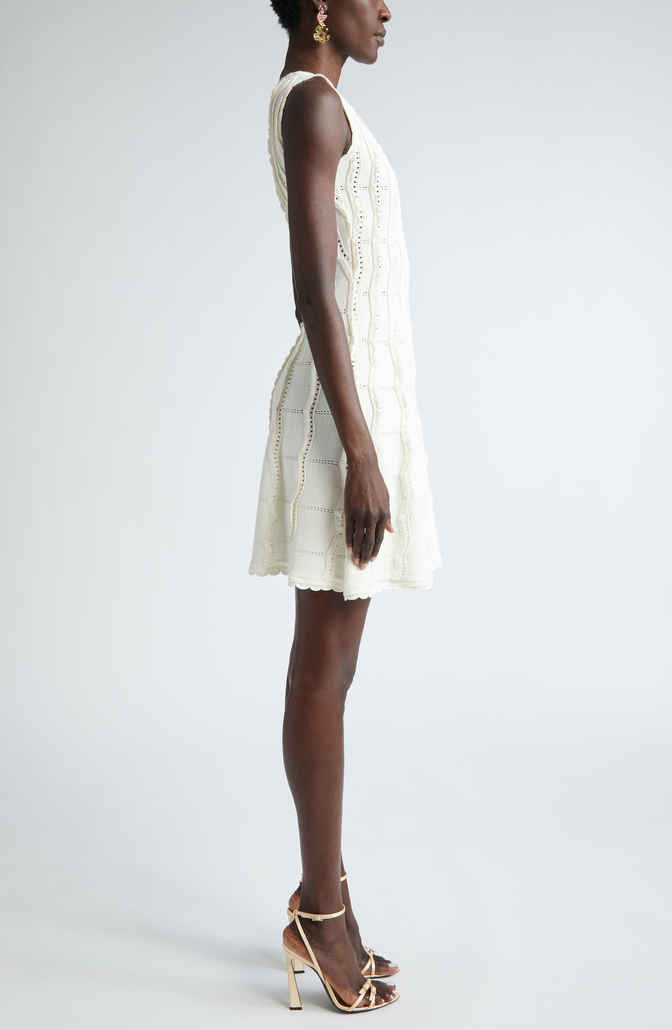Sleeveless Wave Knit Fit & Flare Dress - 3