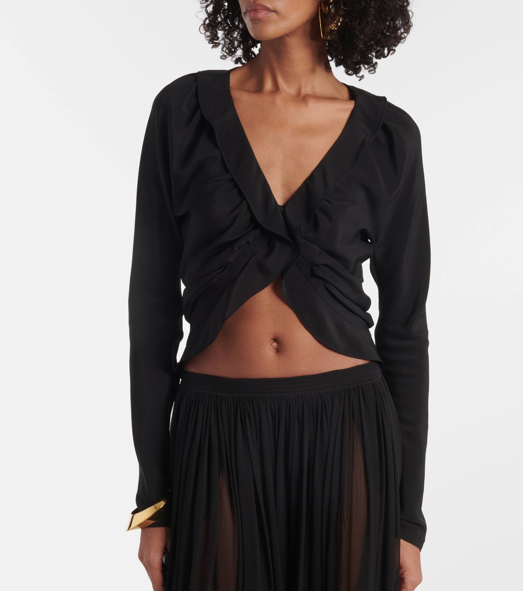 Ruffled silk blouse - 4