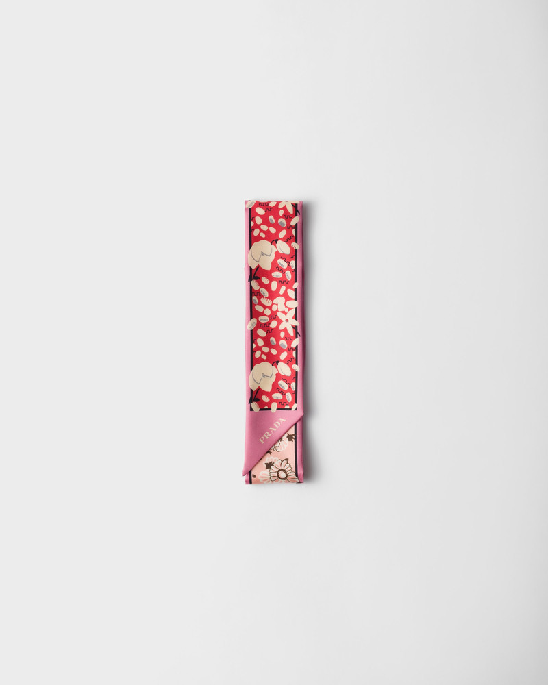 Printed silk twill skinny scarf 1