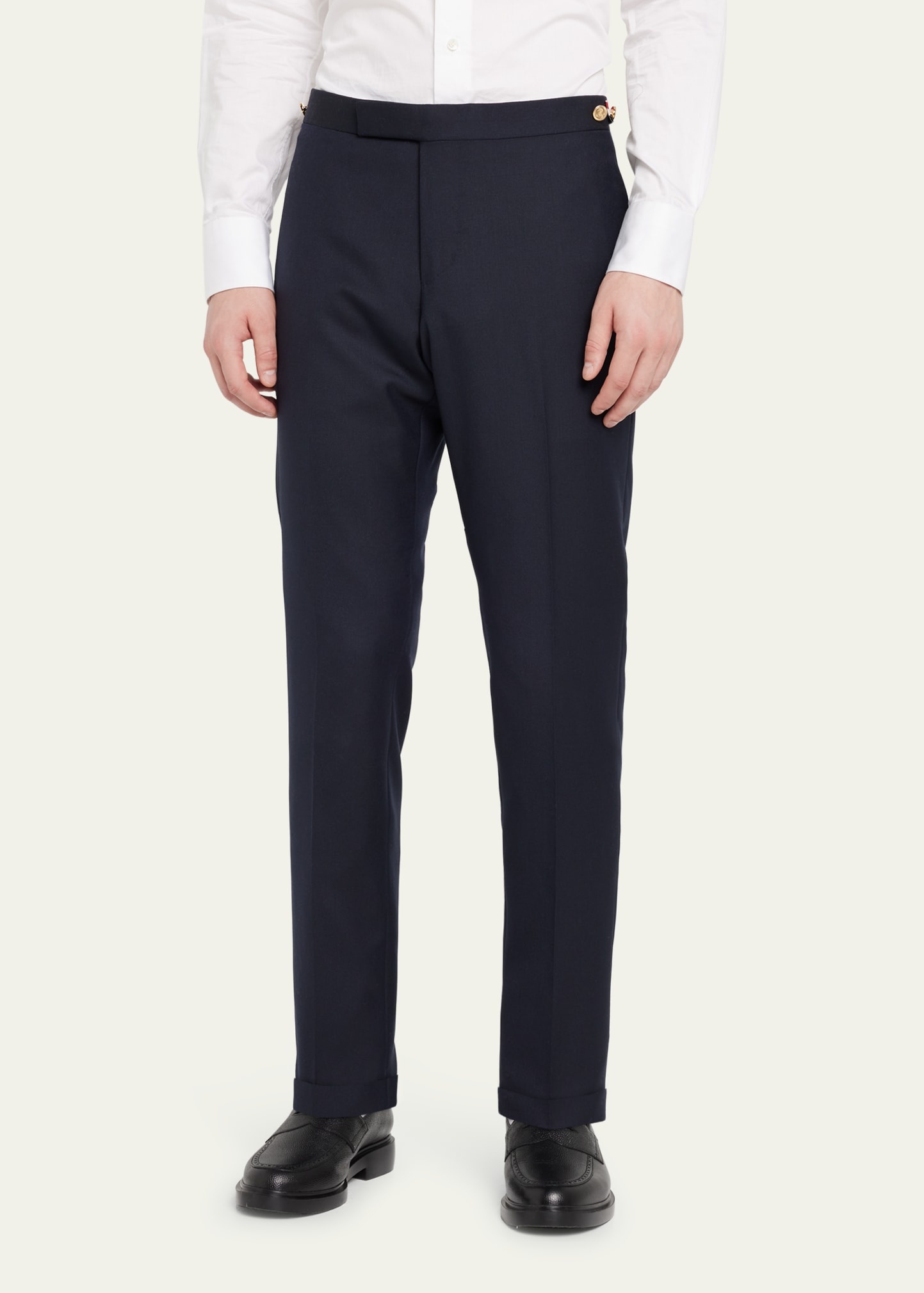 Slim-Leg Flannel Trousers, Medium Gray - 4