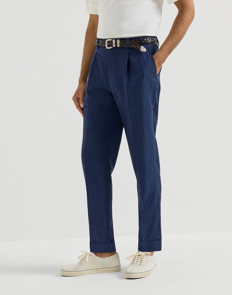 Wool and mohair pinstripe fresco trousers with pleat 2