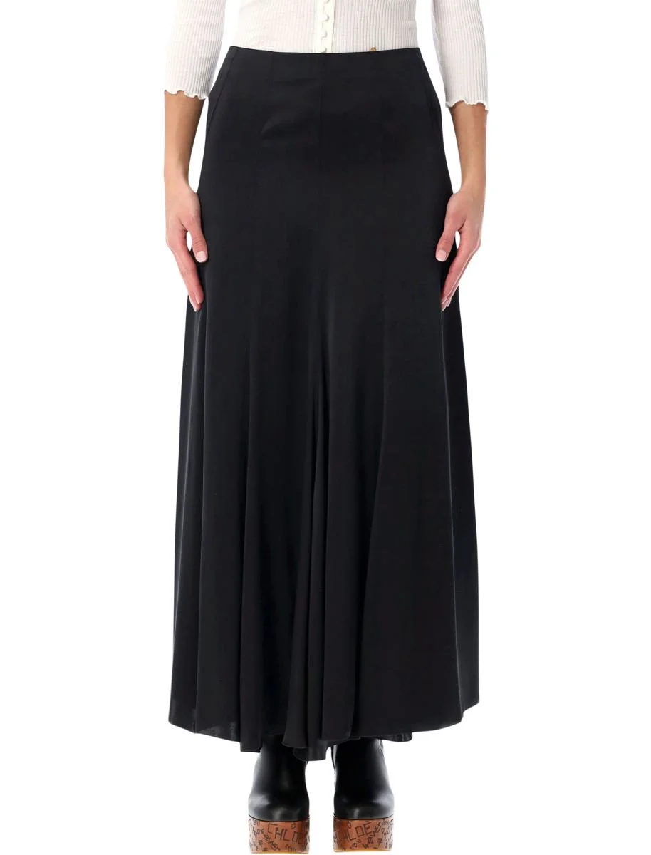 Chloé Black Silk Satin Maxi Skirt - 1