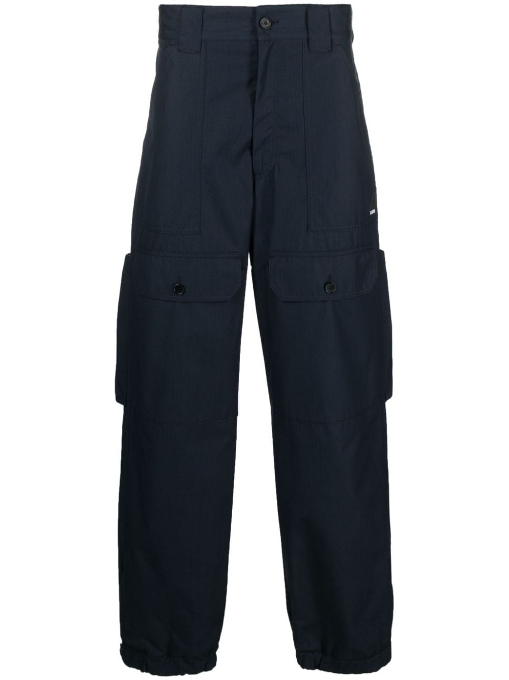 cargo-pocket cotton wide-leg trousers - 1