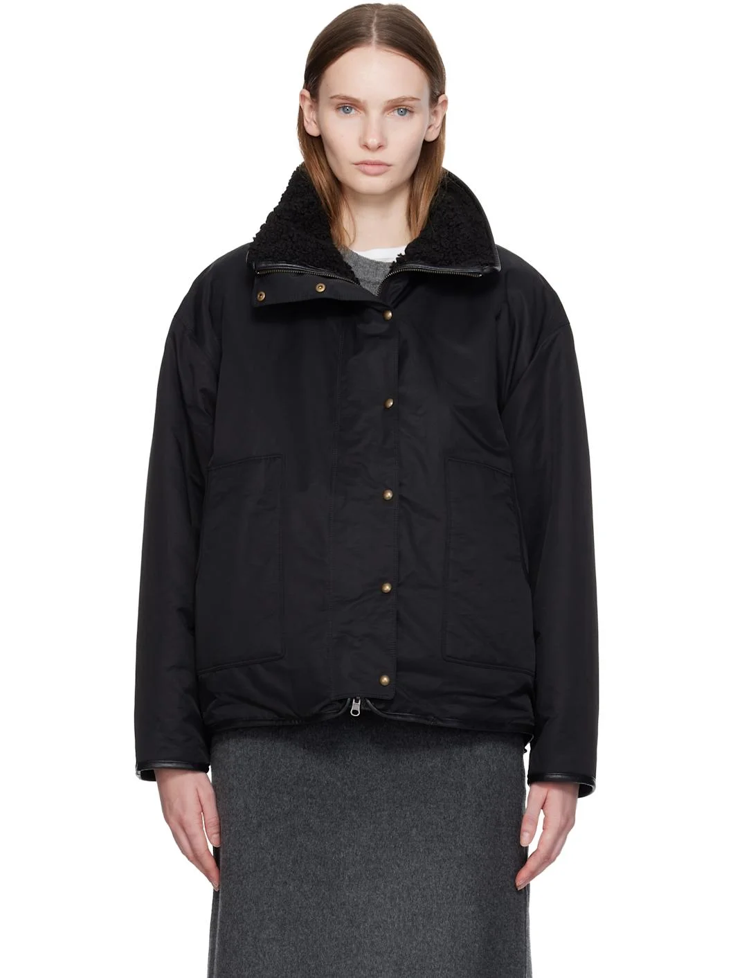 Black Pooh Reversible Faux-Shearling Jacket - 1