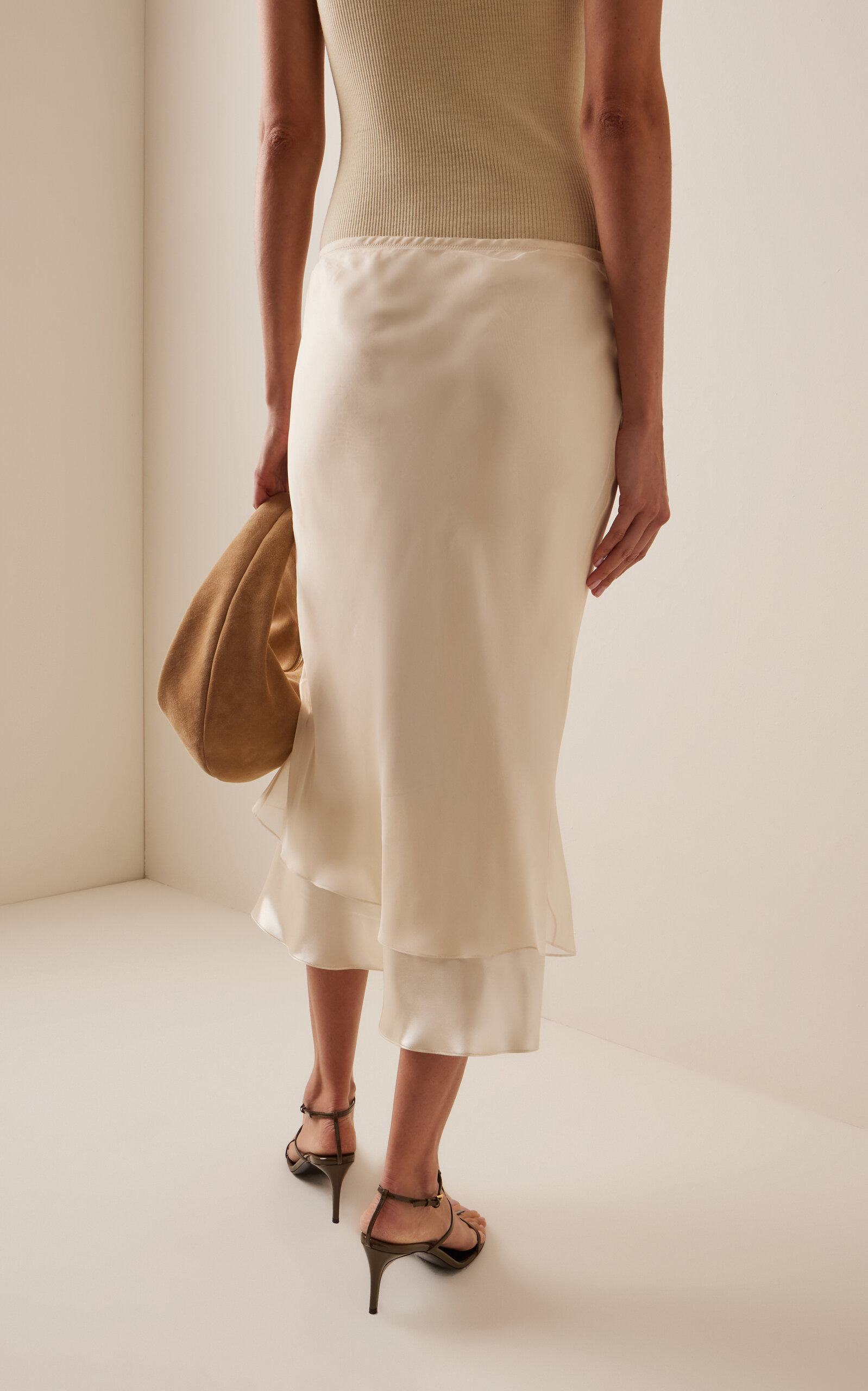 Monina Crepe Midi Skirt off-white - 4