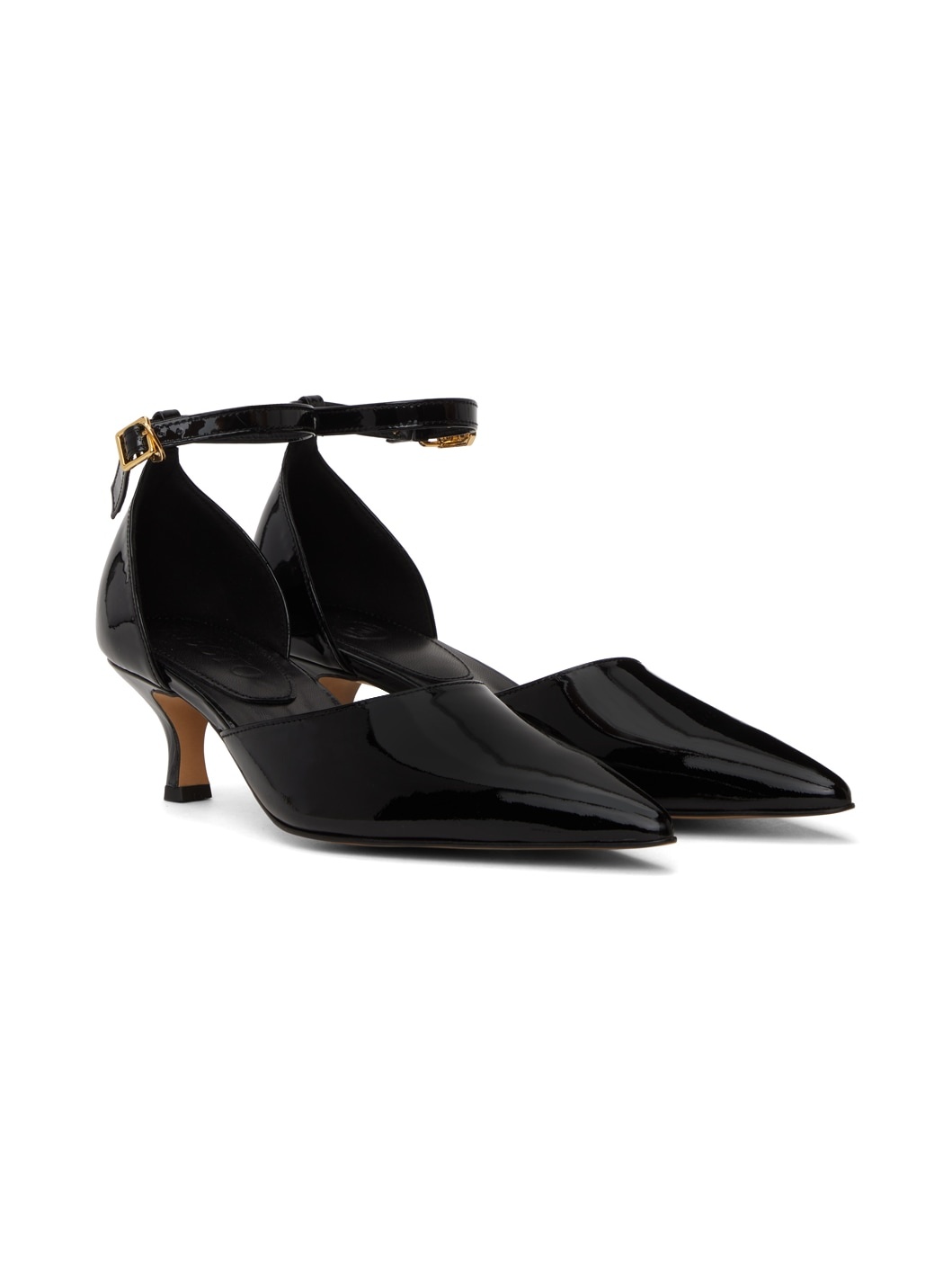Black Logo Buckle Heels - 4
