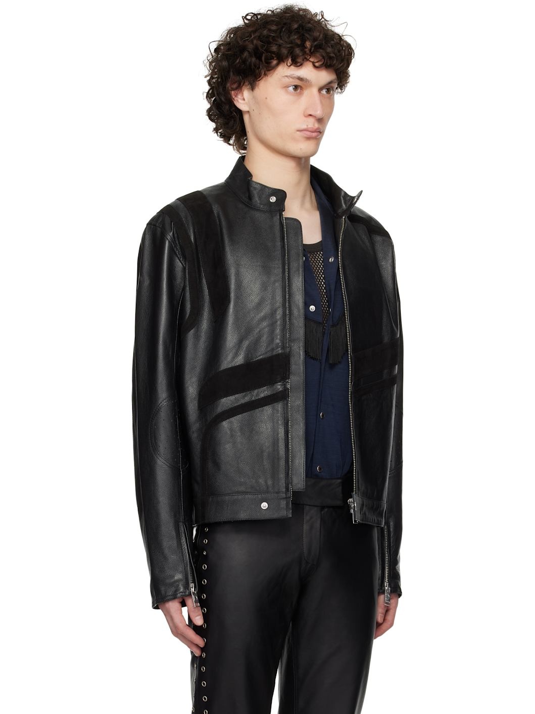 Black Hiro Leather Biker Jacket - 2