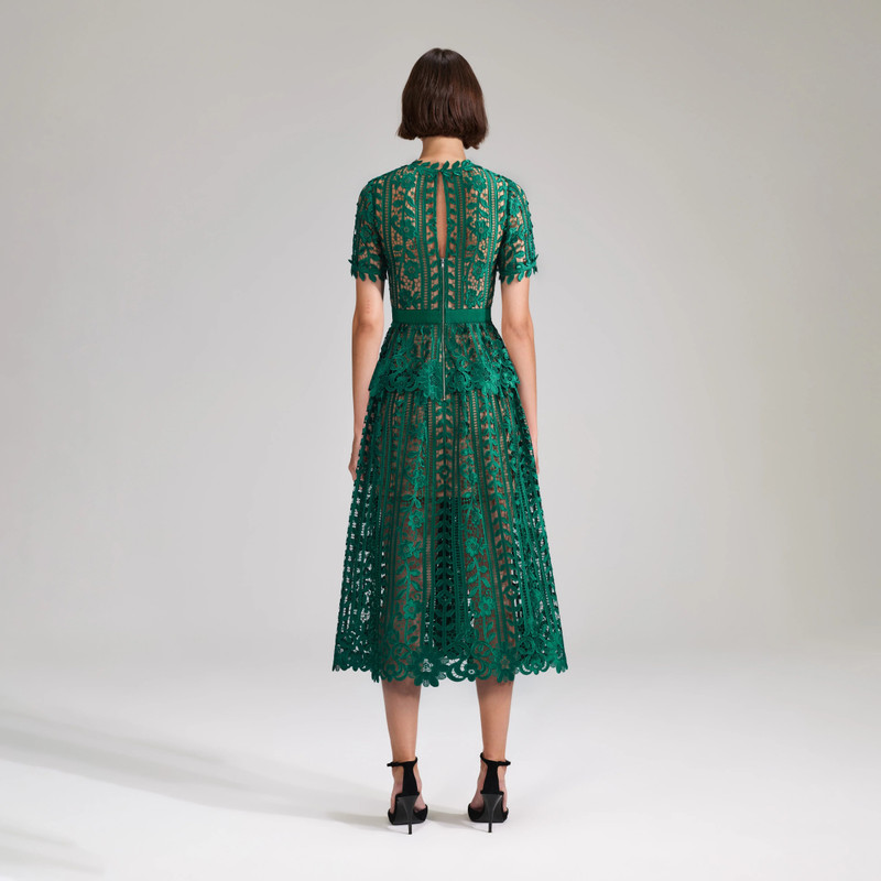 self-portrait Green Lace Midi Dress - SS23-919M-G | REVERSIBLE