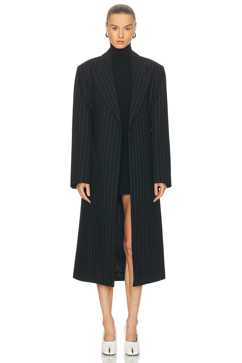 Olyx Pinstripe Maxi Coat - 2