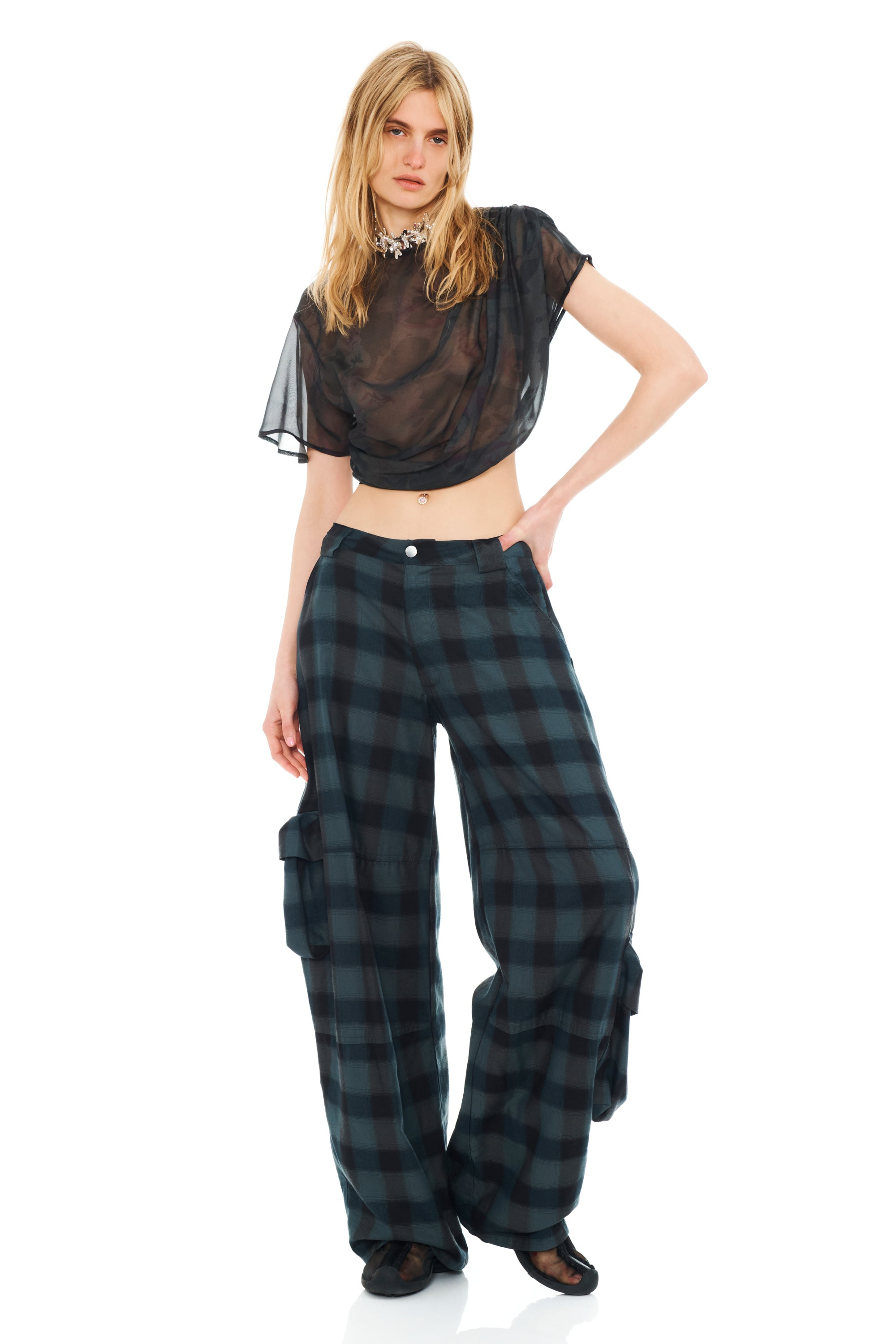 BLACK WATERCOLOR ROSES EVA DRAPED TOP - 5