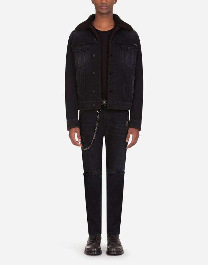 Dolce & Gabbana Washed black slim-fit stretch jeans with patch detailing outlook