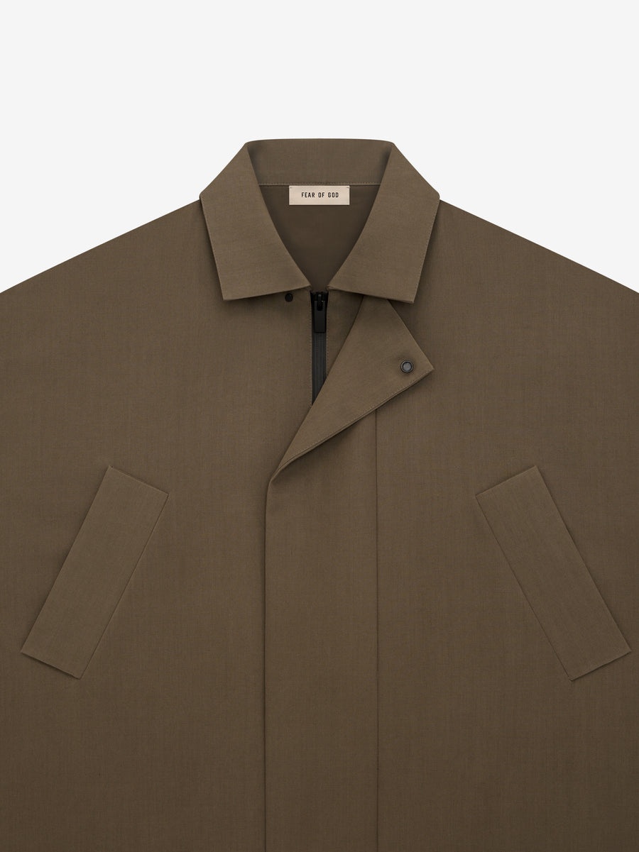 Wool Crepe 3/4 Length Trench - 3