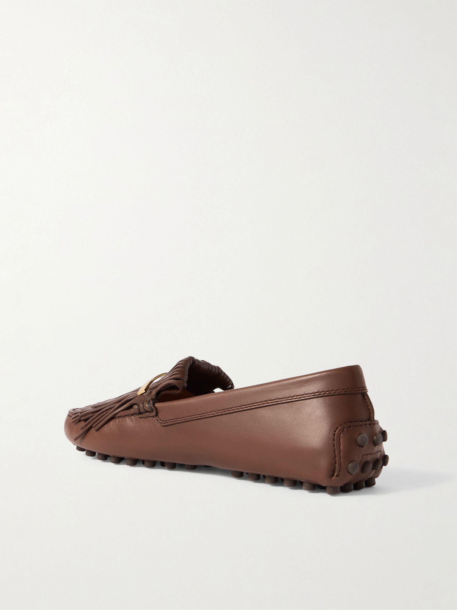 Gommino embellished fringed leather loafers Brown - 3