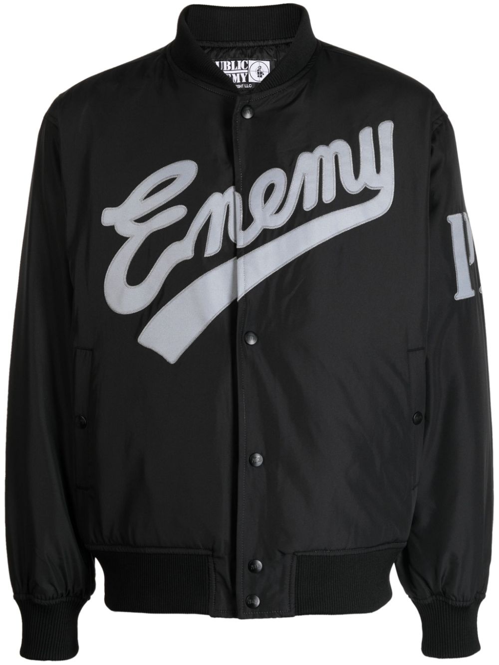 x Public Enemy x Majestic logo-embroidered bomber jacket - 1