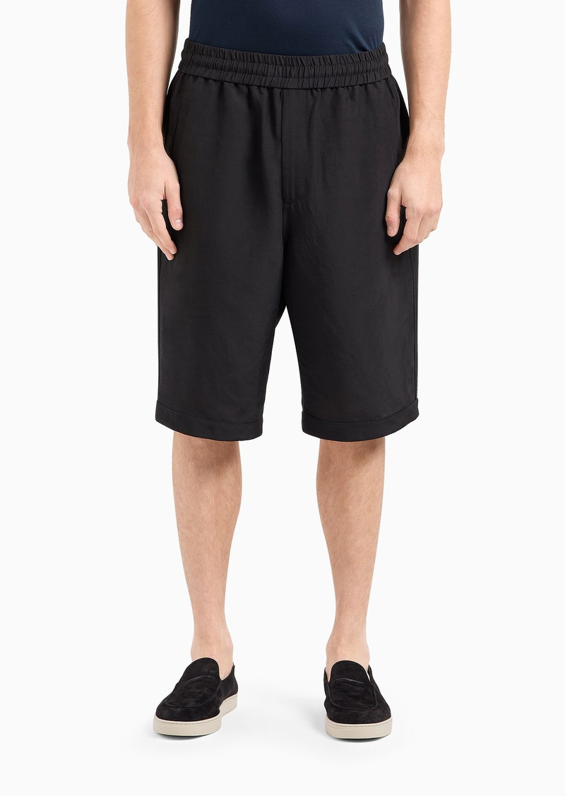 Viscose and linen canvas Bermuda shorts 2