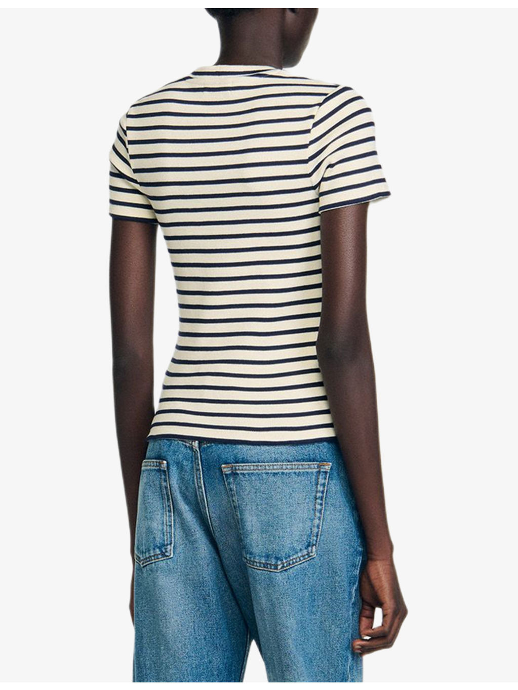 Striped Embellished-Heart Stretch-Cotton T-Shirt - 4