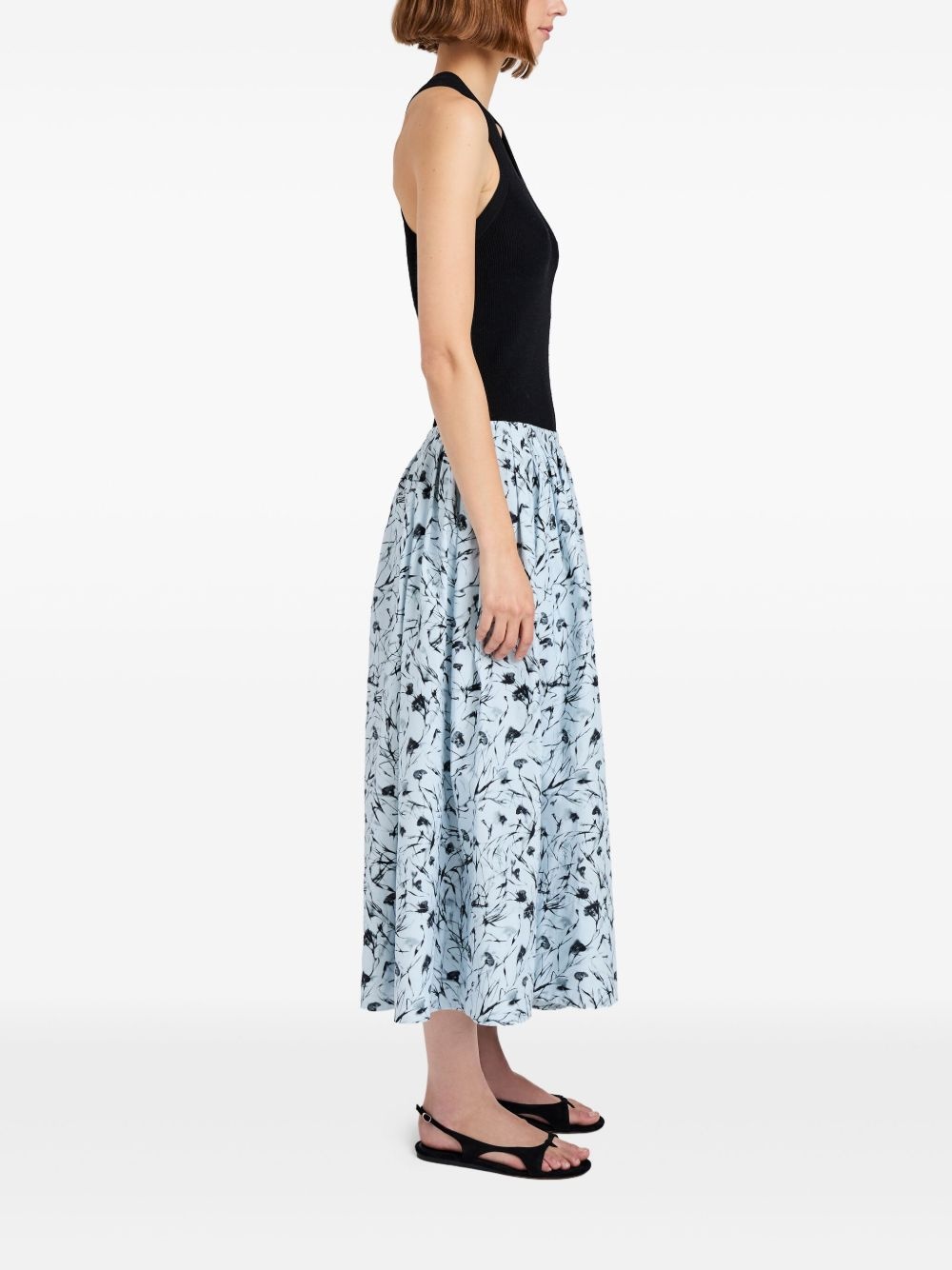 floral-print gathered midi skirt - 3