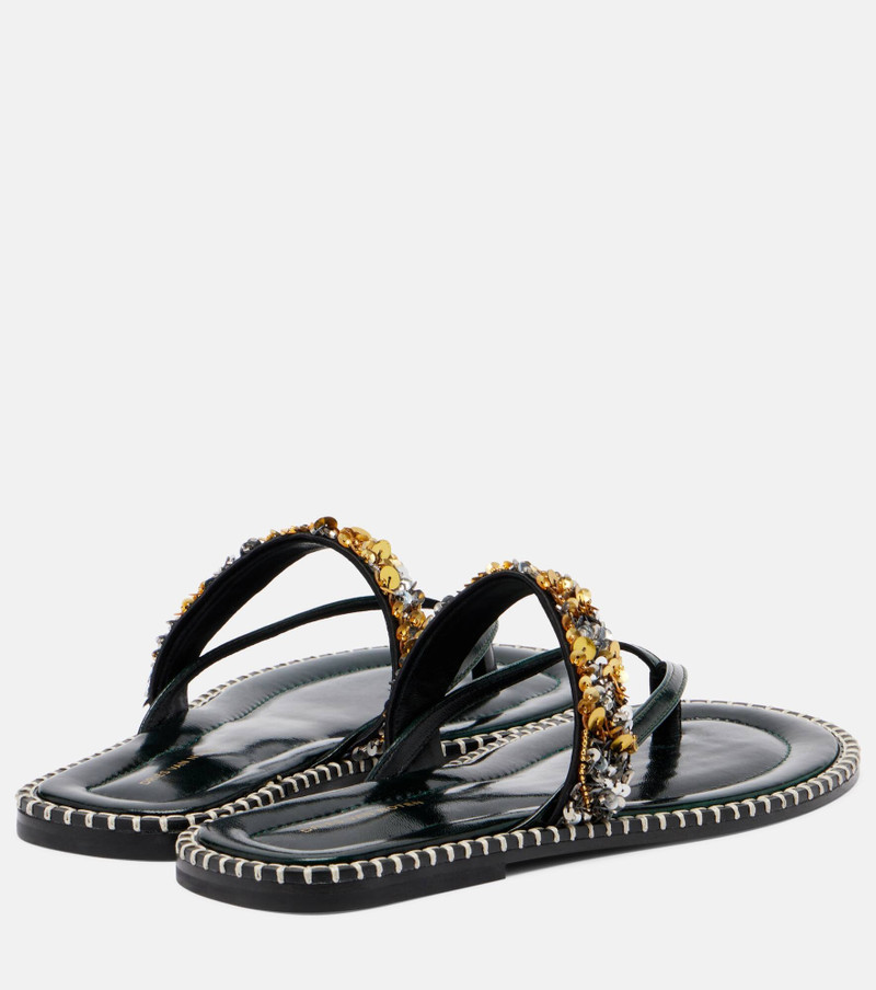 Dries Van Noten Sequined leather thong sandals outlook