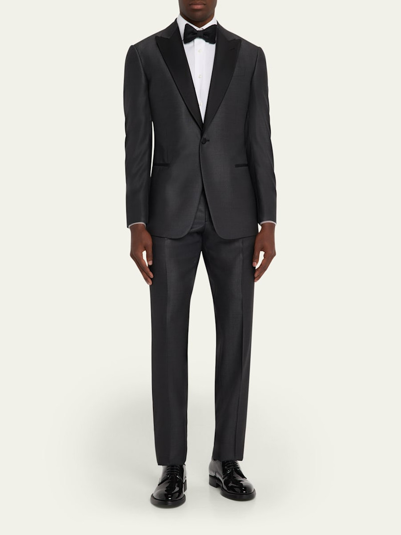 GIORGIO ARMANI Men's Micro-Dot Silk Peak Lapel Tuxedo outlook