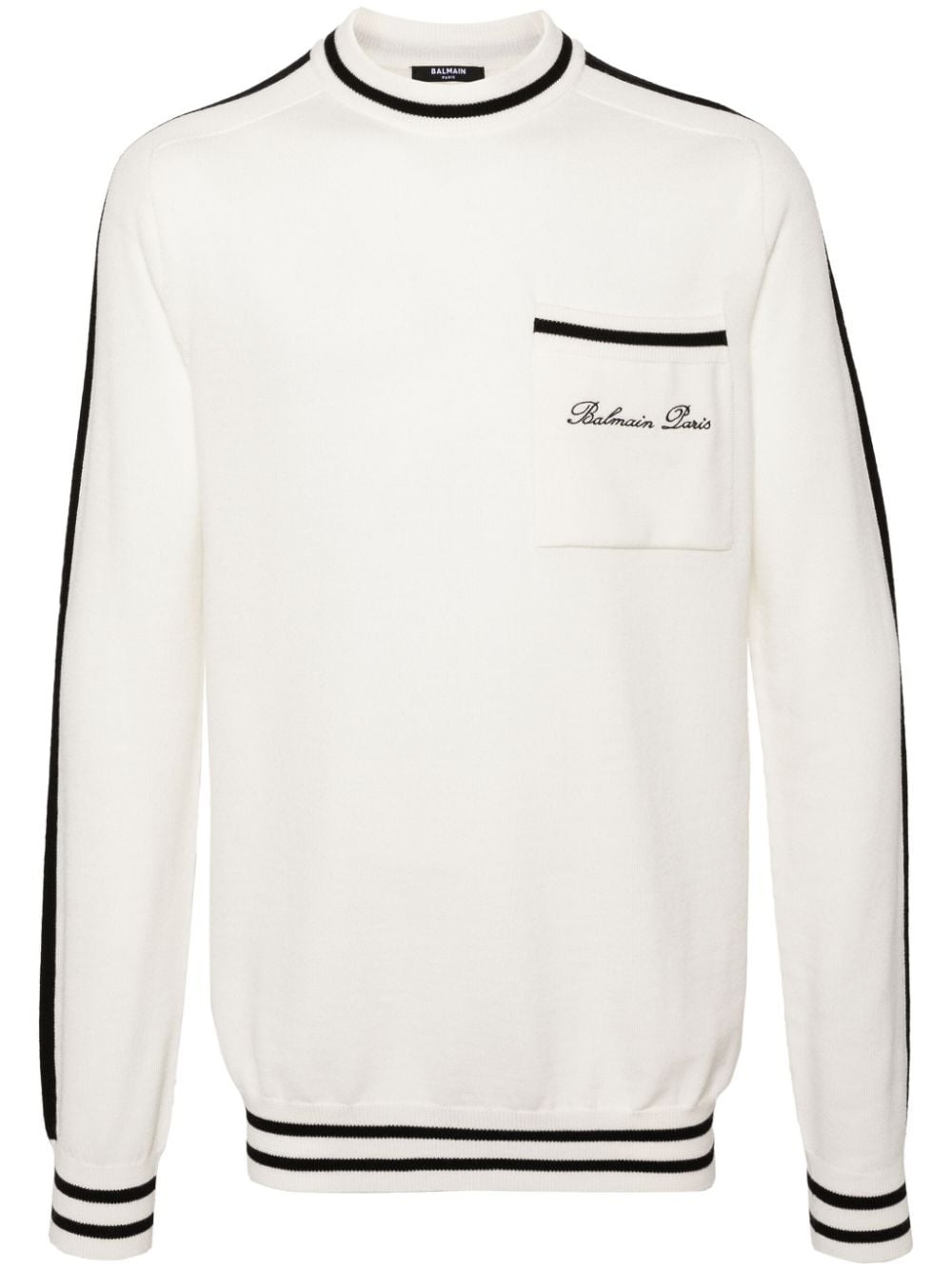 logo-embroidered wool jumper - 1