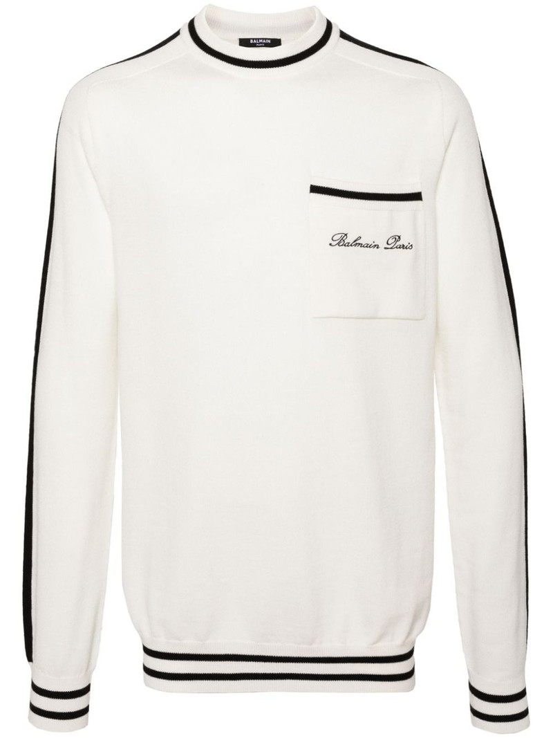 logo-embroidered wool jumper 1