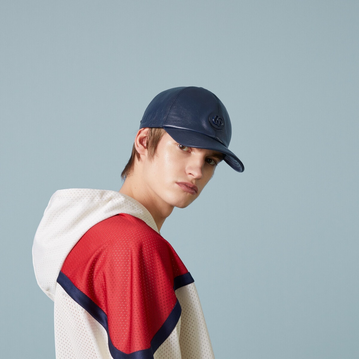 Leather baseball hat with Double G - 3