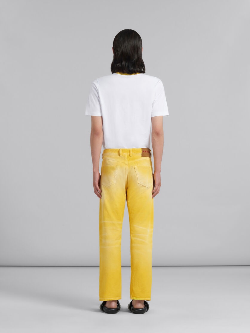 YELLOW OVERDYED BULL DENIM STRAIGHT-LEG TROUSERS - 3