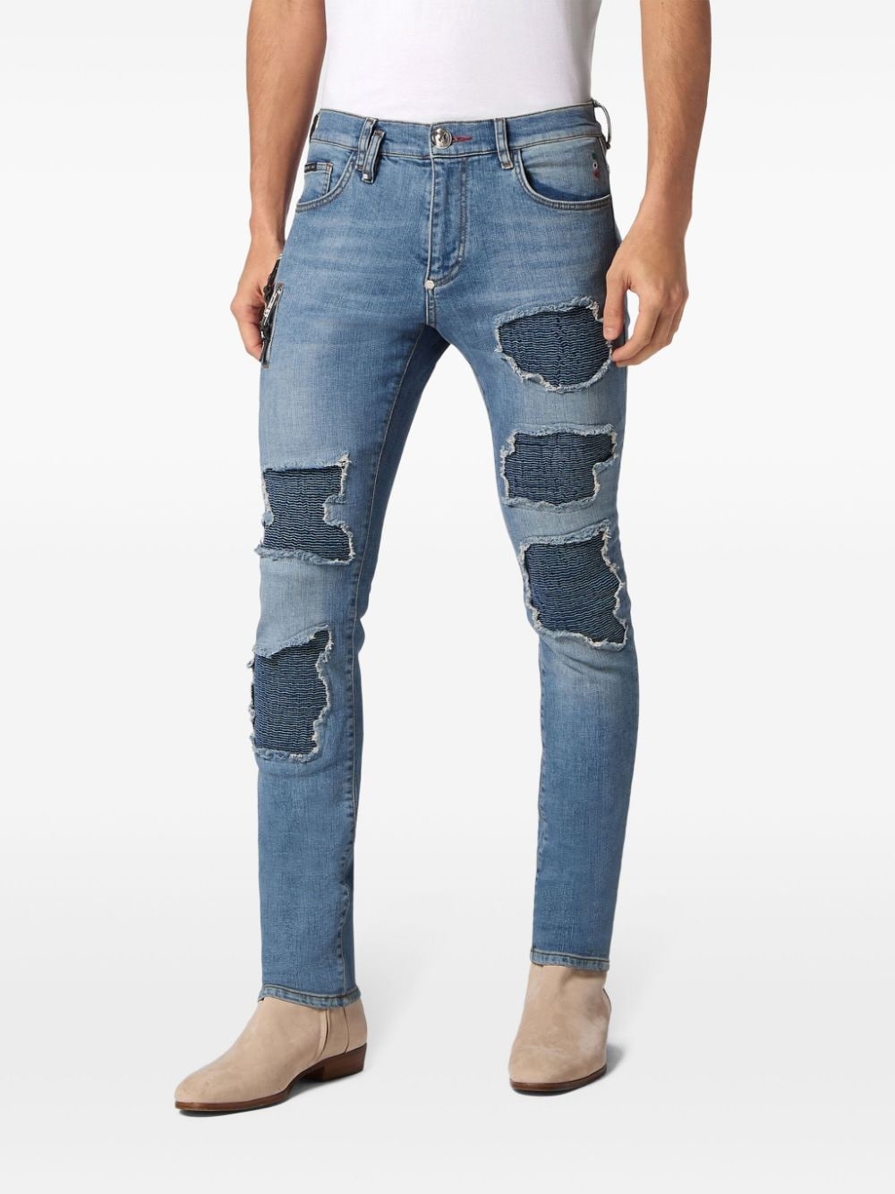 Rock Star ribbed-panels skinny jeans - 4
